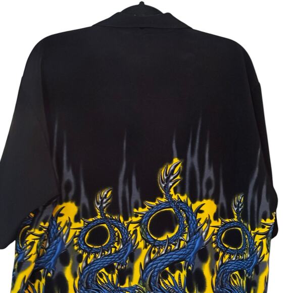 Genuine Ocean Current Original Hawaiian Shirt Chinese Dragons & Skulls Mens Sz L - Picture 9 of 13